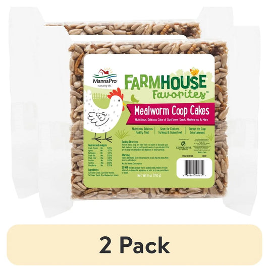 (2 Pack)  Farmhouse Favorites Mealworm Coop Cakes for Chickens, Ducks and Geese - 3Pk