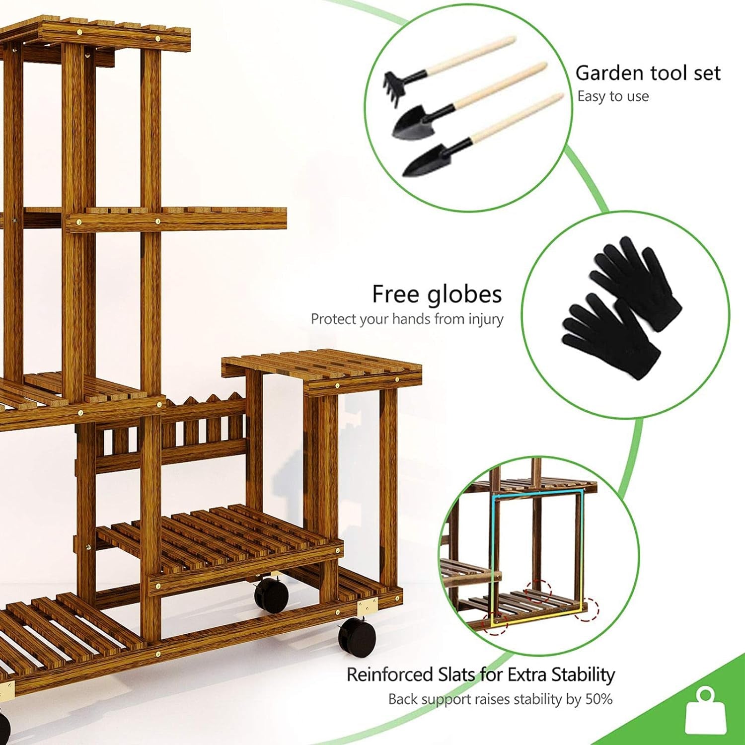 Wood Plant Stand ,Plant Stand Indoor , Outdoor 5 Tiered Large Plant Stand, Plant Shelf in Corner Living Room Balcony Terrace Wooden Plant Stand(12 Flowerpots)