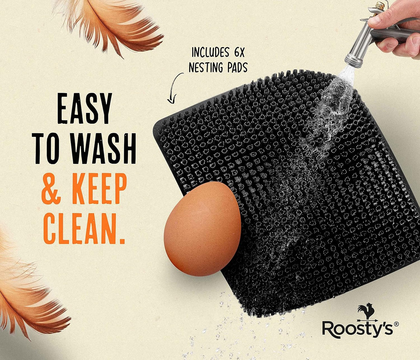 Chicken Nesting Pads X6 | Easy Washable Nesting Pads Hens | Raising Poultry Ebook Included | for Chicken Coops, Nesting Boxes, Chicken Bedding and Hen House | Chicken Coop Accessories