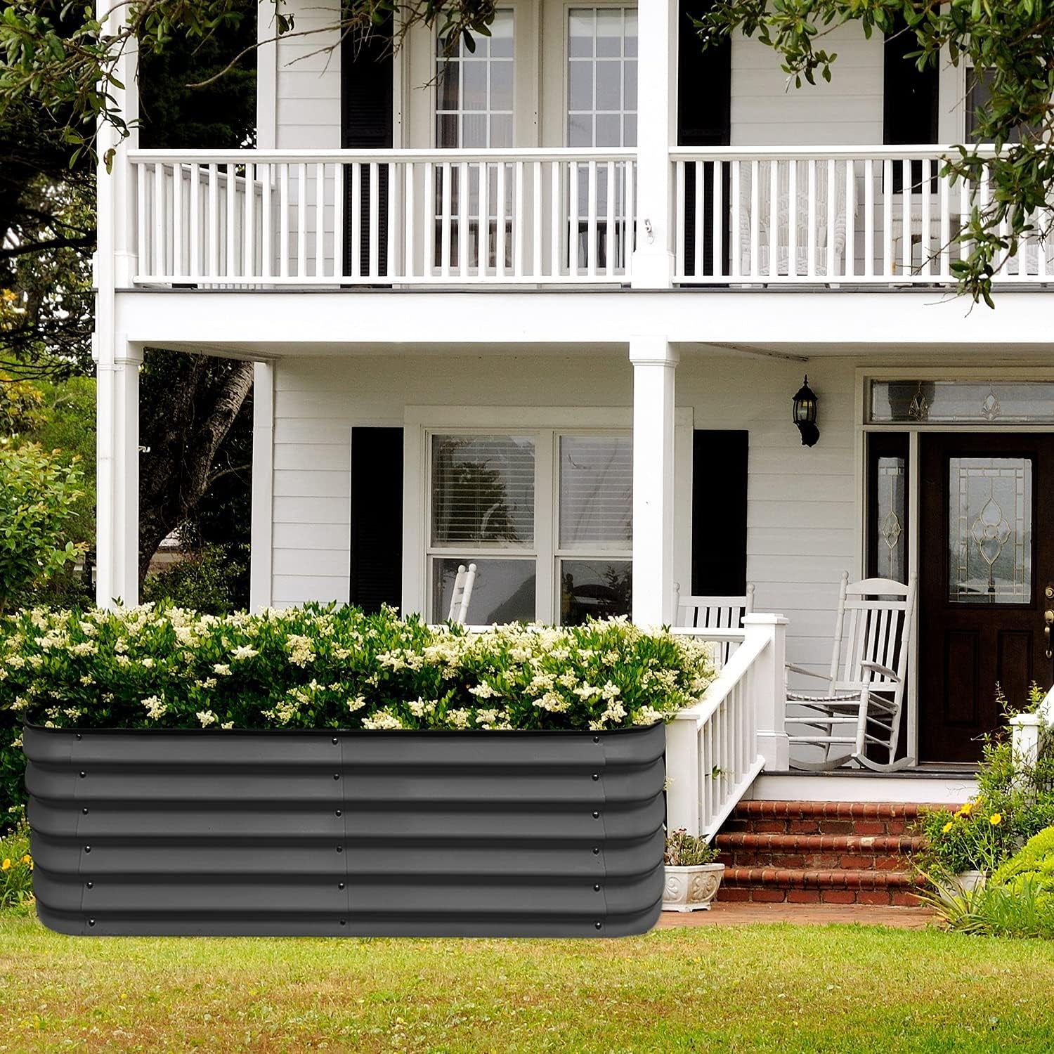 Steel Raised Garden Beds for Vegetables Flowers, Large Outdoor Planter Herbs Garden Bed Galvanised Steel (6X3X1.45 FT, Charcoal Grey)