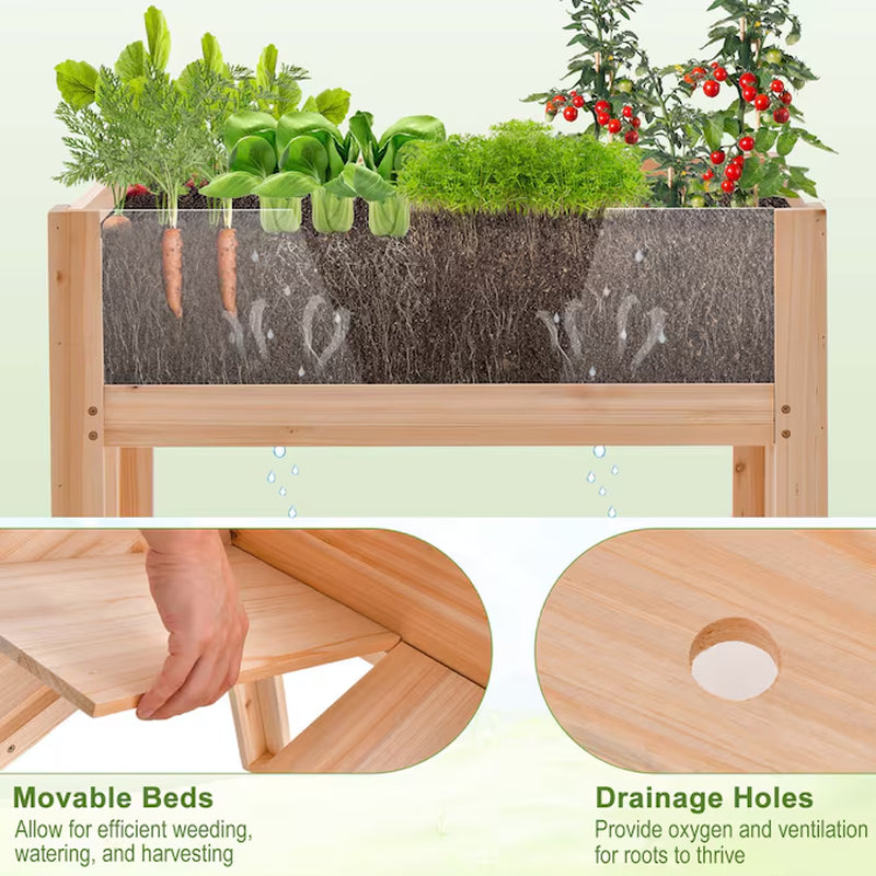 18-In W X 30-In L X 24-In H Natural Wood Raised Planter Box