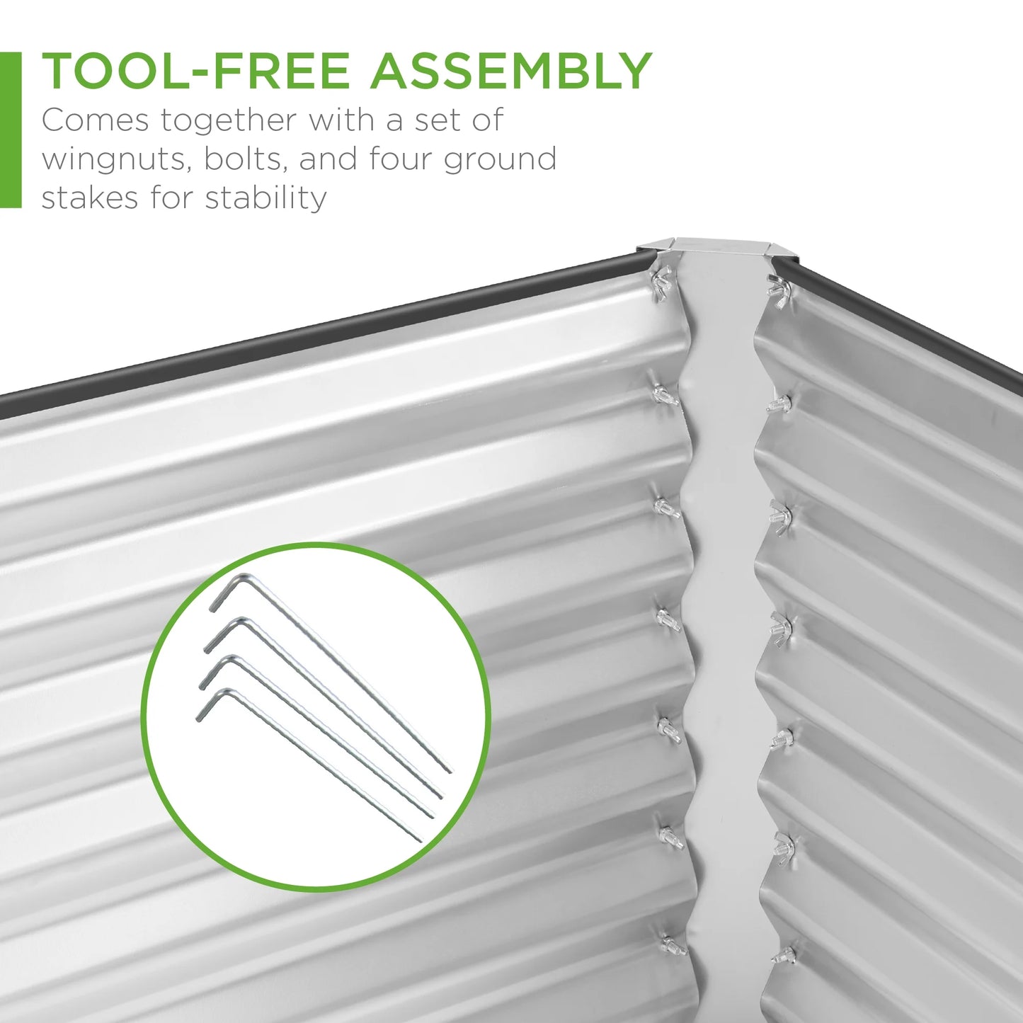 6X3X2Ft Outdoor Metal Raised Garden Bed, Planter Box for Vegetables, Flowers, Herbs - Silver