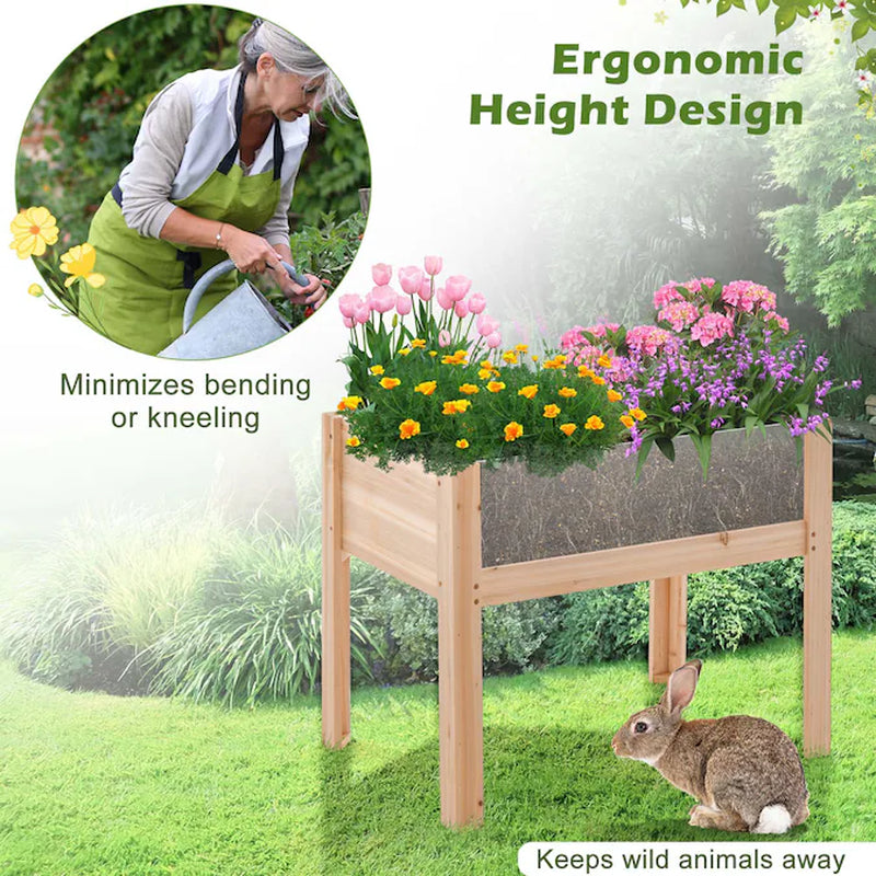 18-In W X 30-In L X 24-In H Natural Wood Raised Planter Box