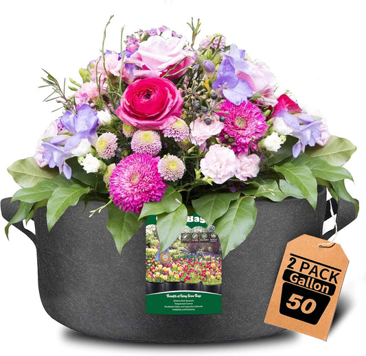 4-Pack 50-Gallon Plant Growing Pot Bags with Handles, Indoor/Outdoor Garden Fabric Grow Bags, Heavy Duty 300G Thickened Aeration Nonwoven Cloth