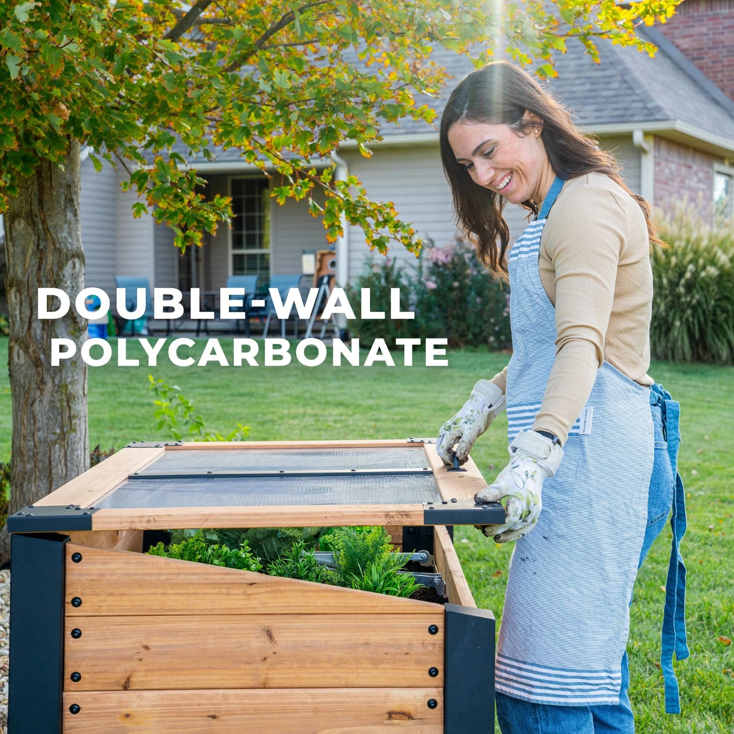 Aggie 4X2' Cedar Wood Cold Frame Mini Greenhouse, Polycarbonate Lid