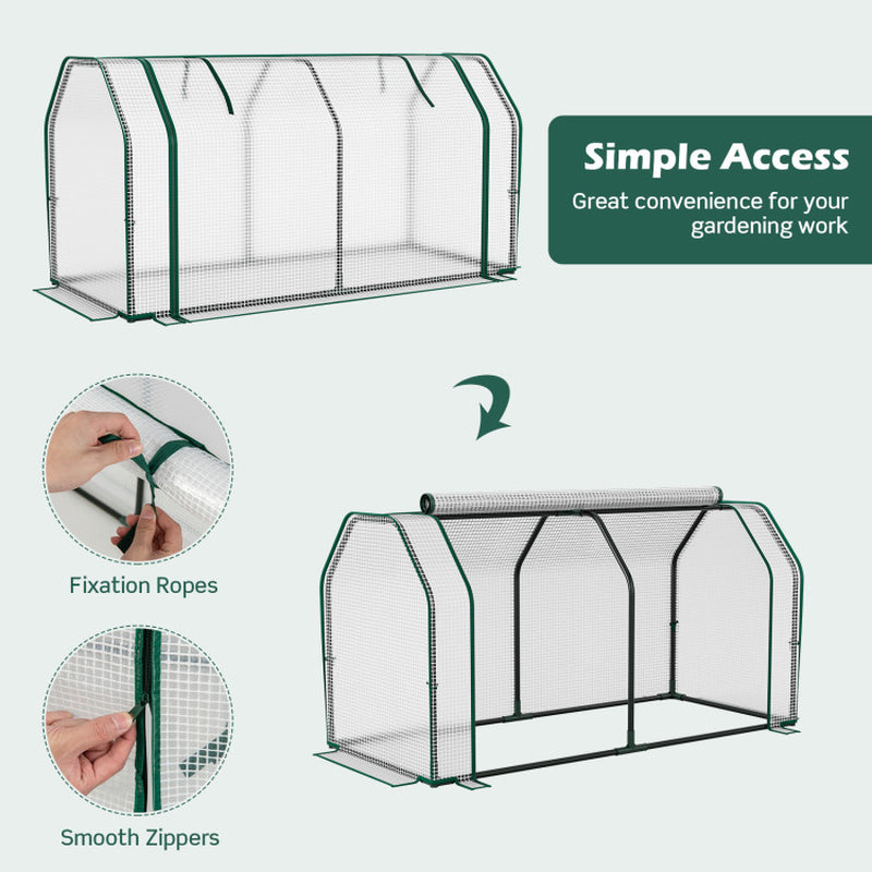 47.5 X 21.5 X 24 Inch Mini Greenhouse with Roll-Up Zipper Door