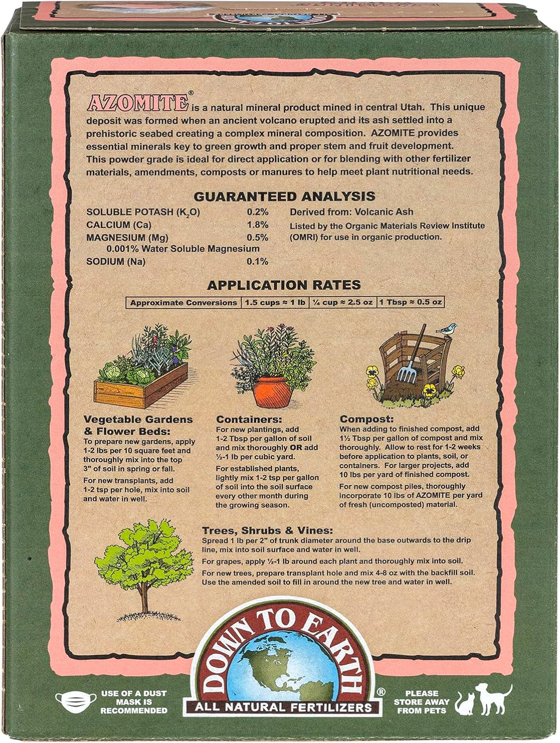 Down to Earth Organic White Azomite Powder for Improving Plant Growth 0-0-0.2, 5 Lb