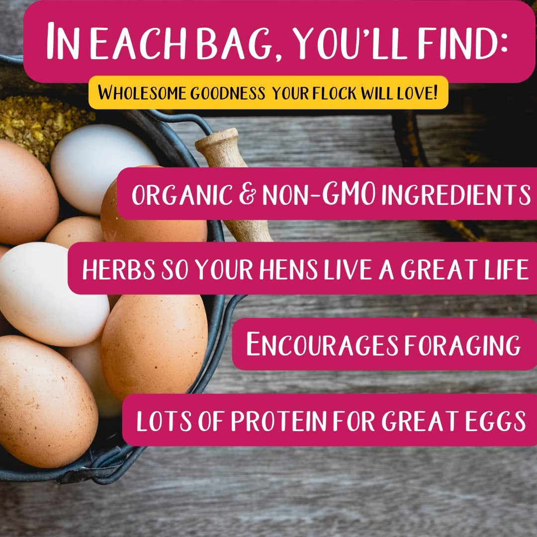 Backyard Chicken High Protein Herbal Treat with Dried River Shrimp, Black Soldier Fly Larvae, Mealworms, Basil, Hibiscus Flowers, Rose Petals (Powerhen) (4 Pounds)