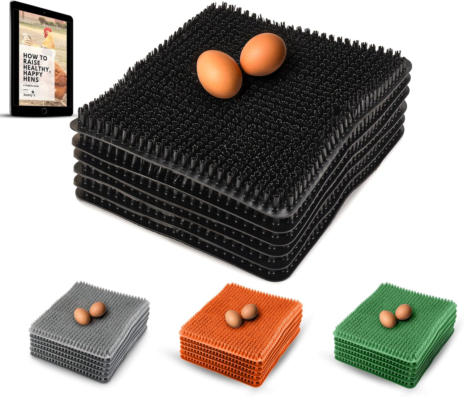 Chicken Nesting Pads X6 | Easy Washable Nesting Pads Hens | Raising Poultry Ebook Included | for Chicken Coops, Nesting Boxes, Chicken Bedding and Hen House | Chicken Coop Accessories
