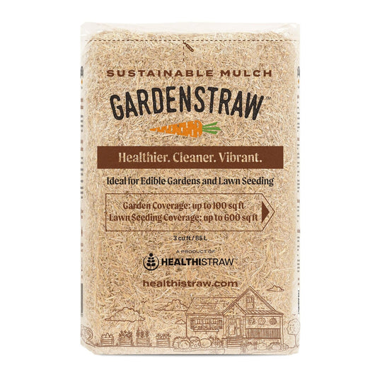 Healthistraw Gardenstraw Sustainable Straw Mulch, Compressed Bale, 3 Cu Ft