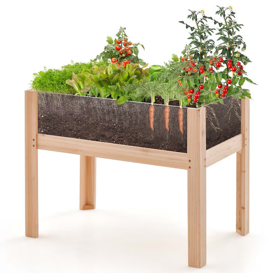 18-In W X 30-In L X 24-In H Natural Wood Raised Planter Box