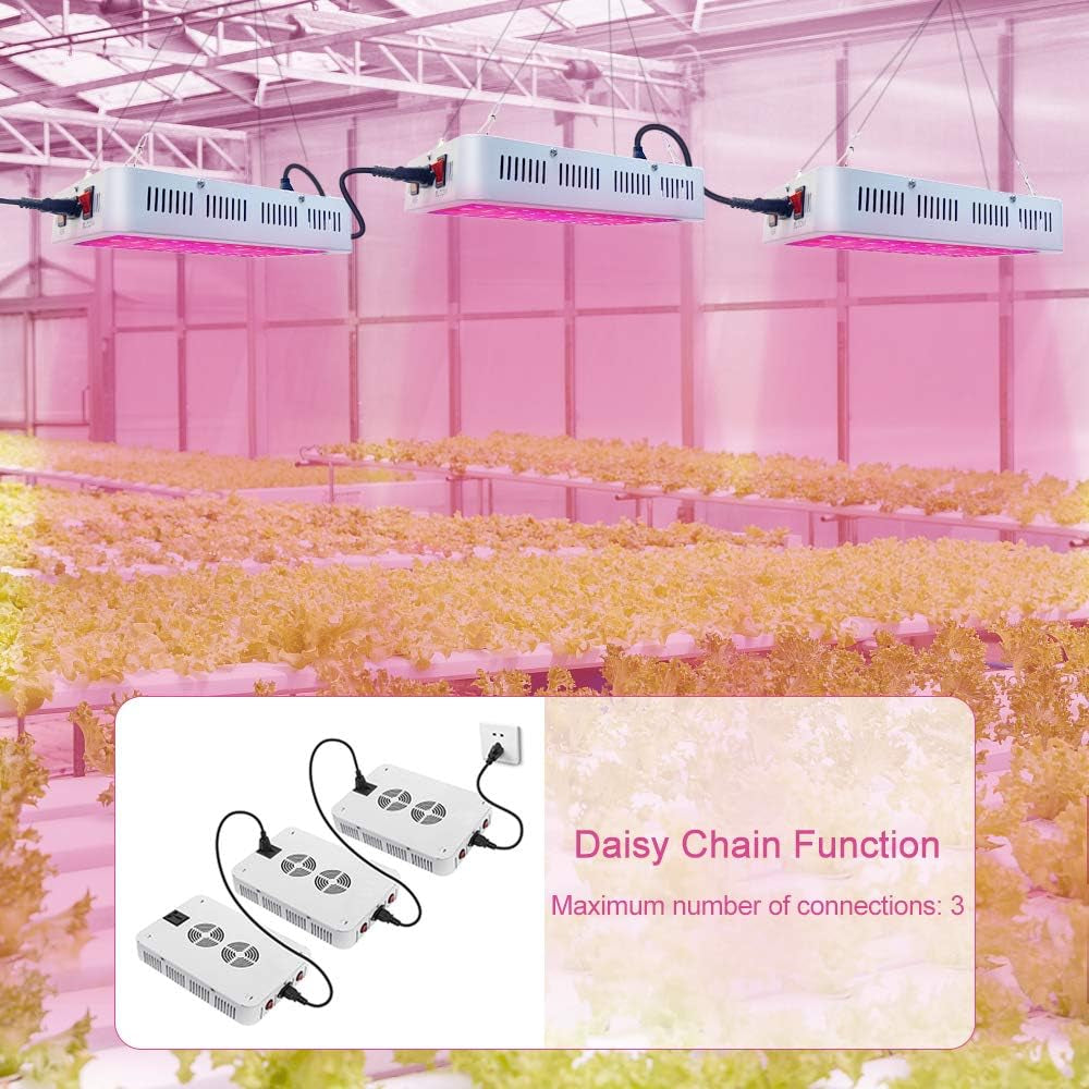 LED Grow Lights, 1000 Watt LED Full Spectrum Sunlike Growing Lamp for Indoor Plant with Daisy Chain Function,Temperature Humidity,Seedling Veg Bloom Three Modes Coverage3.5X3.5Ft