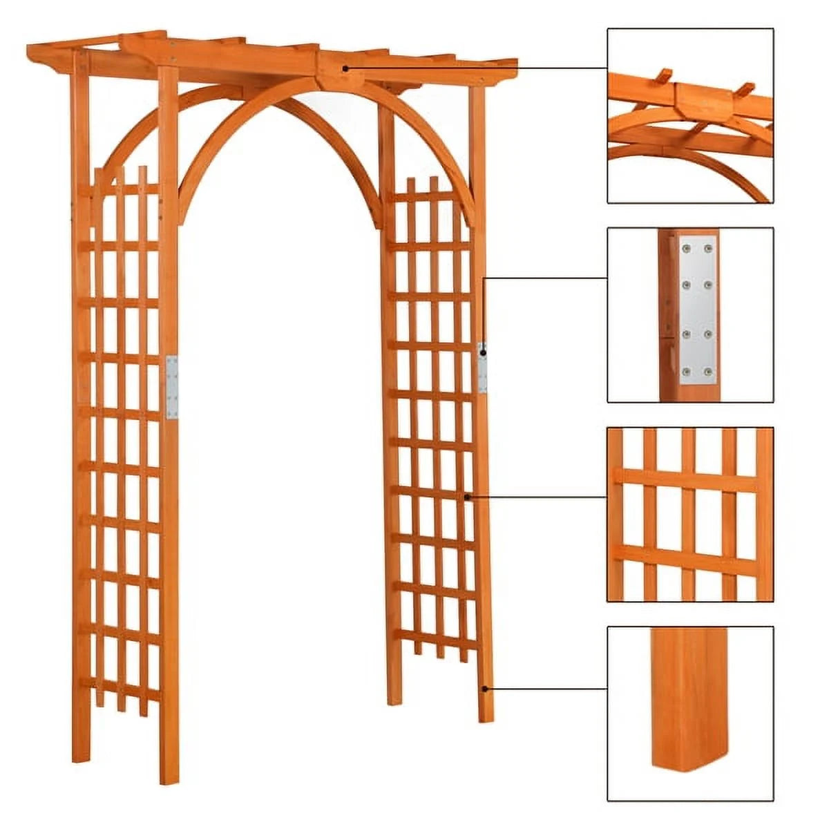 7 Foot Wood Arbor Arch Trellis for Garden, Natural Wood Color