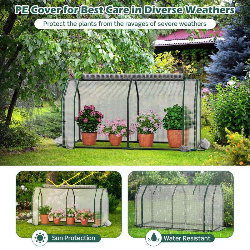 47.5 X 21.5 X 24 Inch Mini Greenhouse with Roll-Up Zipper Door