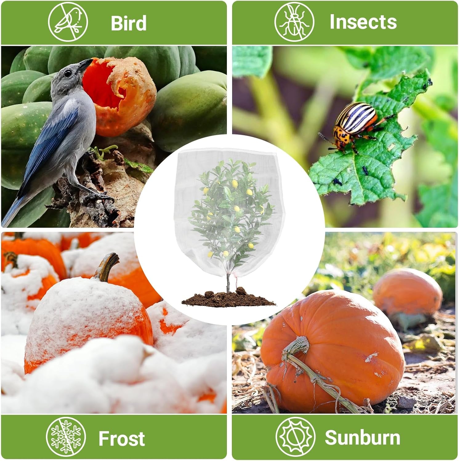 Garden Bug Netting Bags,  20PCS 29 X 21 Inch Insect Bird Barrier Netting Mesh with Drawstring, Fruit Protection Wraps Plant Covers to Protect Bananas, Watermelon, Spaghetti Squash