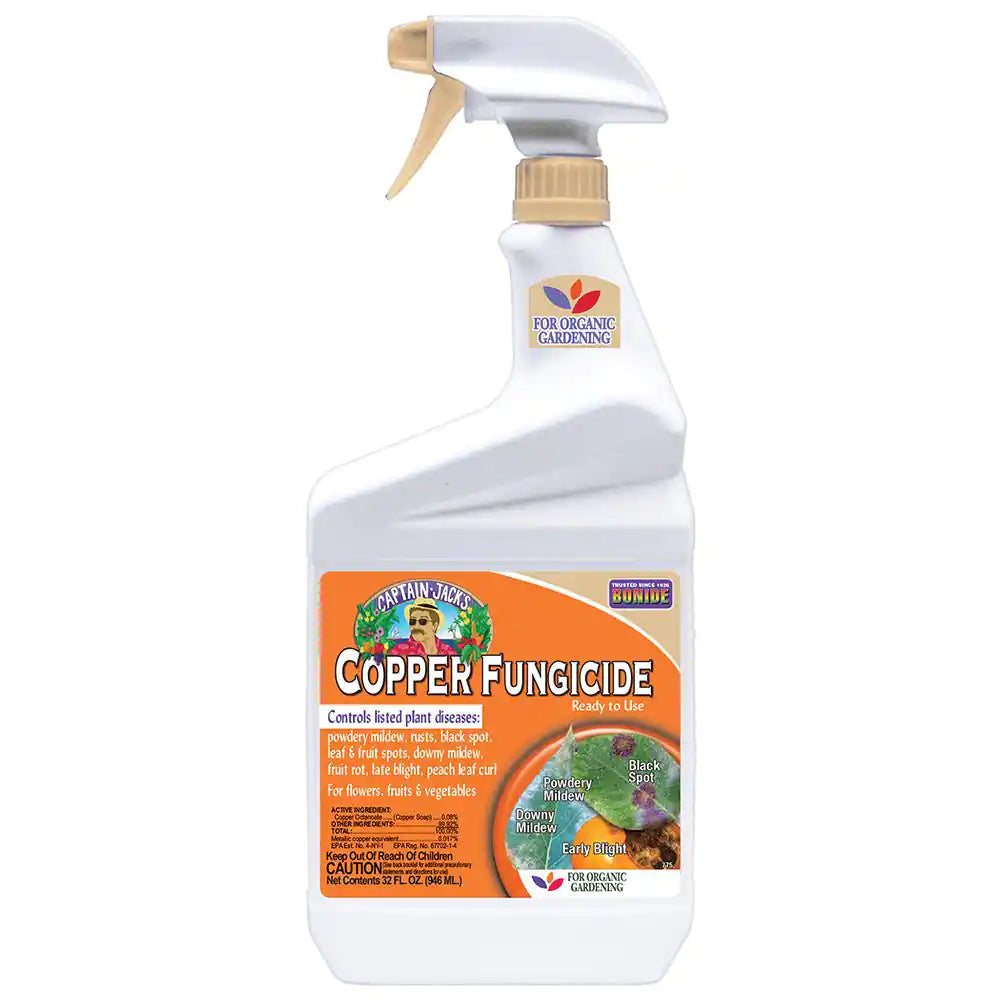 Captain Jack'S Copper Fungicide, 32 Oz. Ready-To-Use Spray for Organic Gardening, Controls Common Diseases
