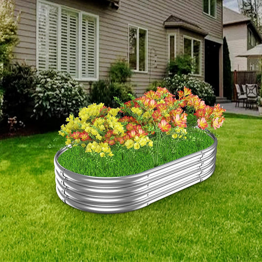 YIROCK UUKING Galvanized Raised Garden Boxes for Vegetables, Planter Raised Beds for Growing Fresh Veggies, Flowers, Herbs, and Succulents, 5X3X1Ft