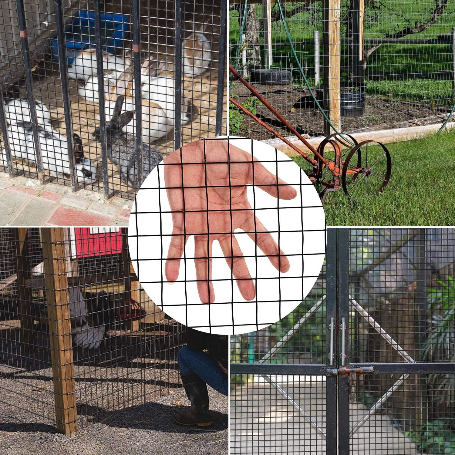 48'' X 50' 1/4Inch Hardware Cloth 19 Gauge Black Vinyl Coated Welded Fence Mesh for Home and Garden Fence and Home Improvement Project (48'' X 50')