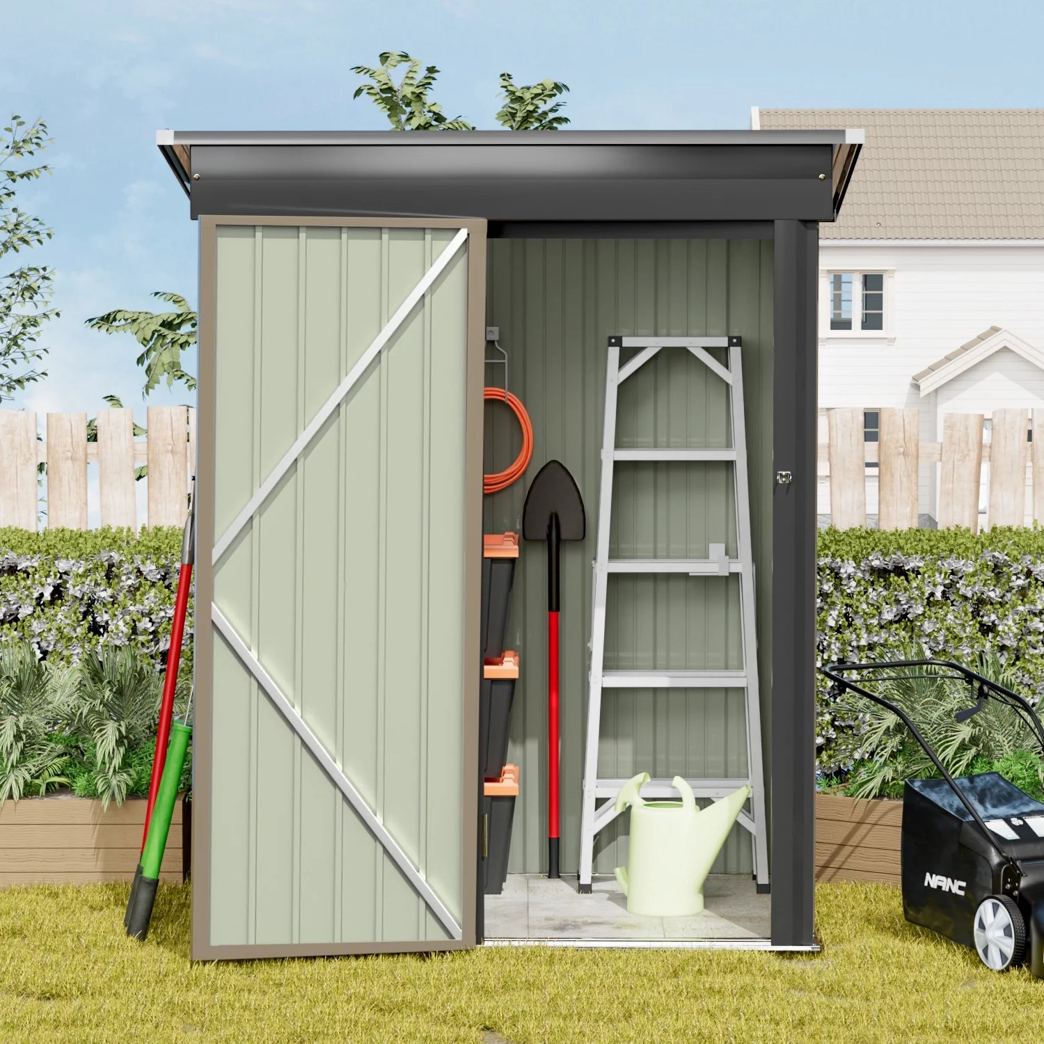5×3 Ft.Patio Metal Shed, Lockable Garden Shed for Outdoor Backyard Patio Storage