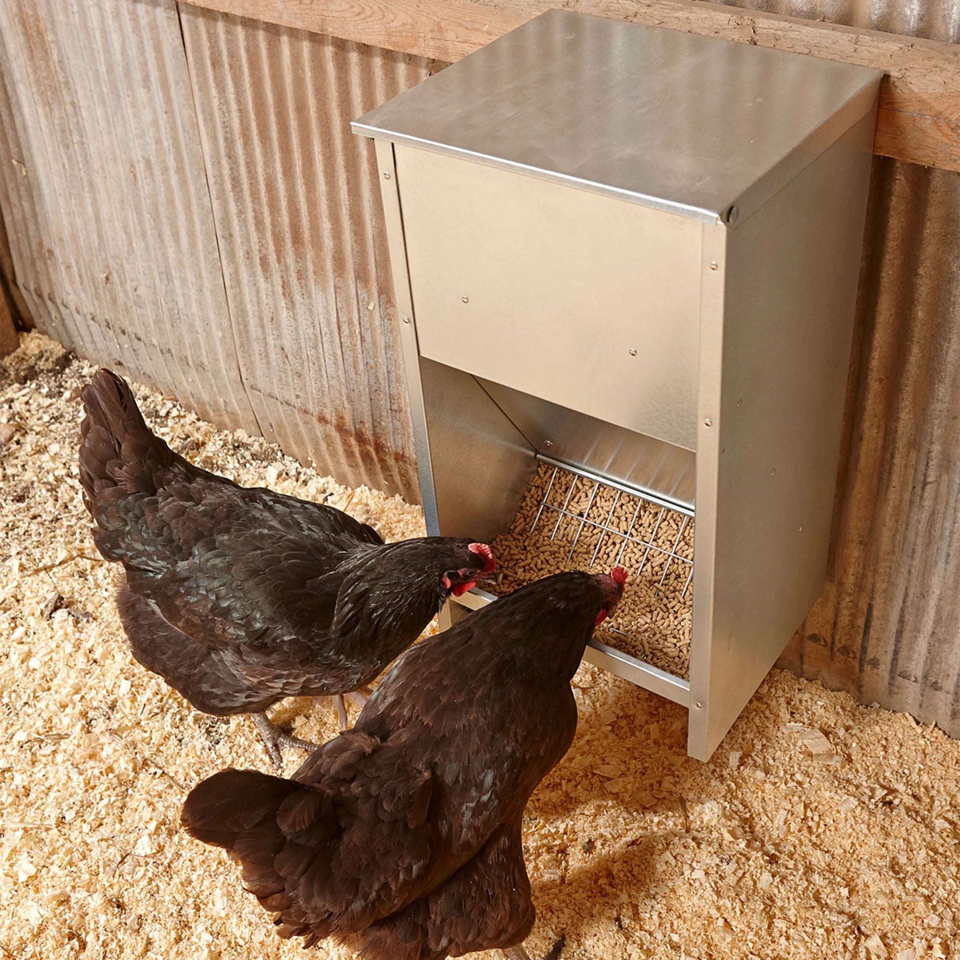 25 Lb Large High Capacity Galvanized Steel Poultry Feeder