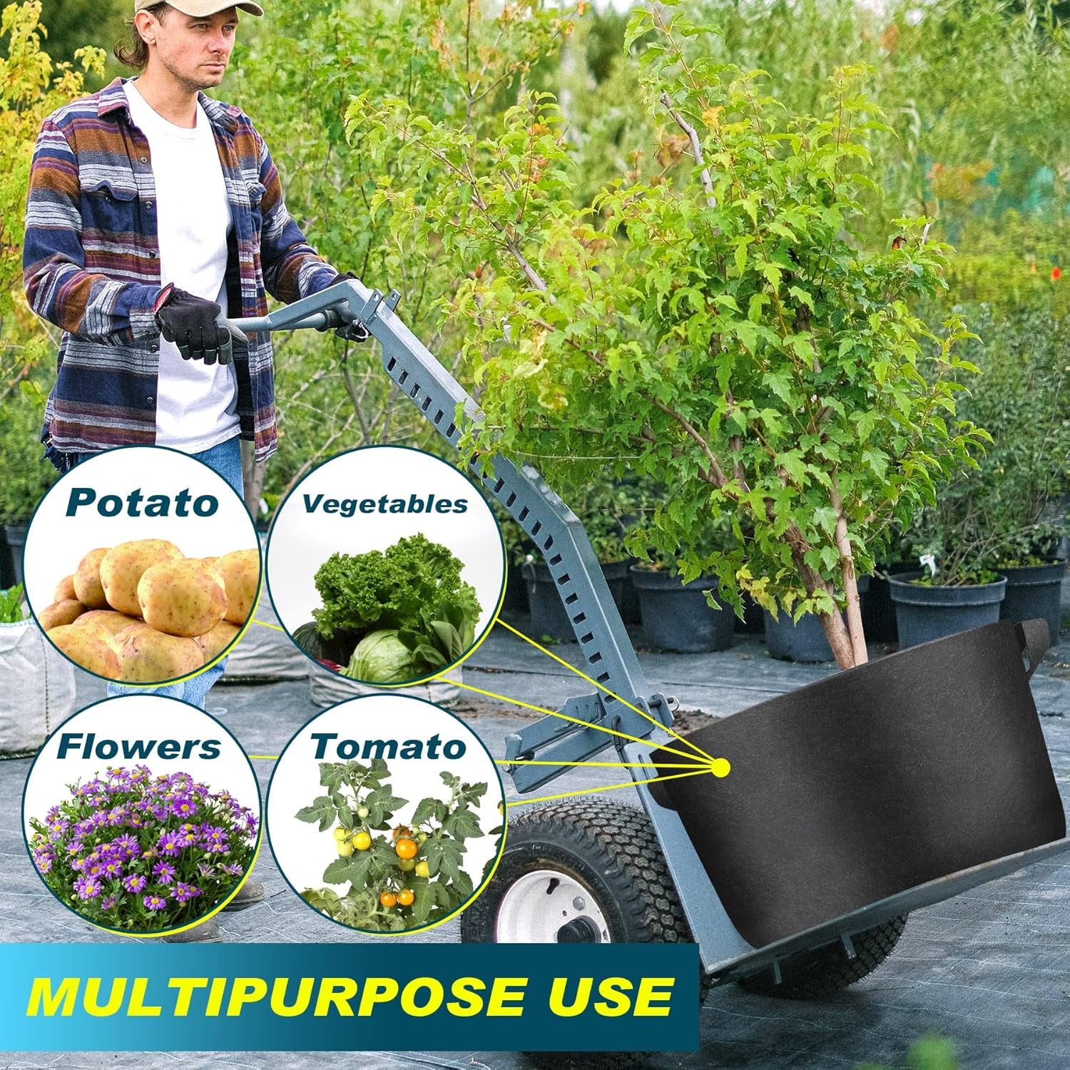 6-Pack 30-Gallon Plant Growing Pot Bags with Handles, Outdoor/Indoor Garden Fabric Grow Bags, Heavy Duty 300G Thickened Aeration Nonwoven Cloth