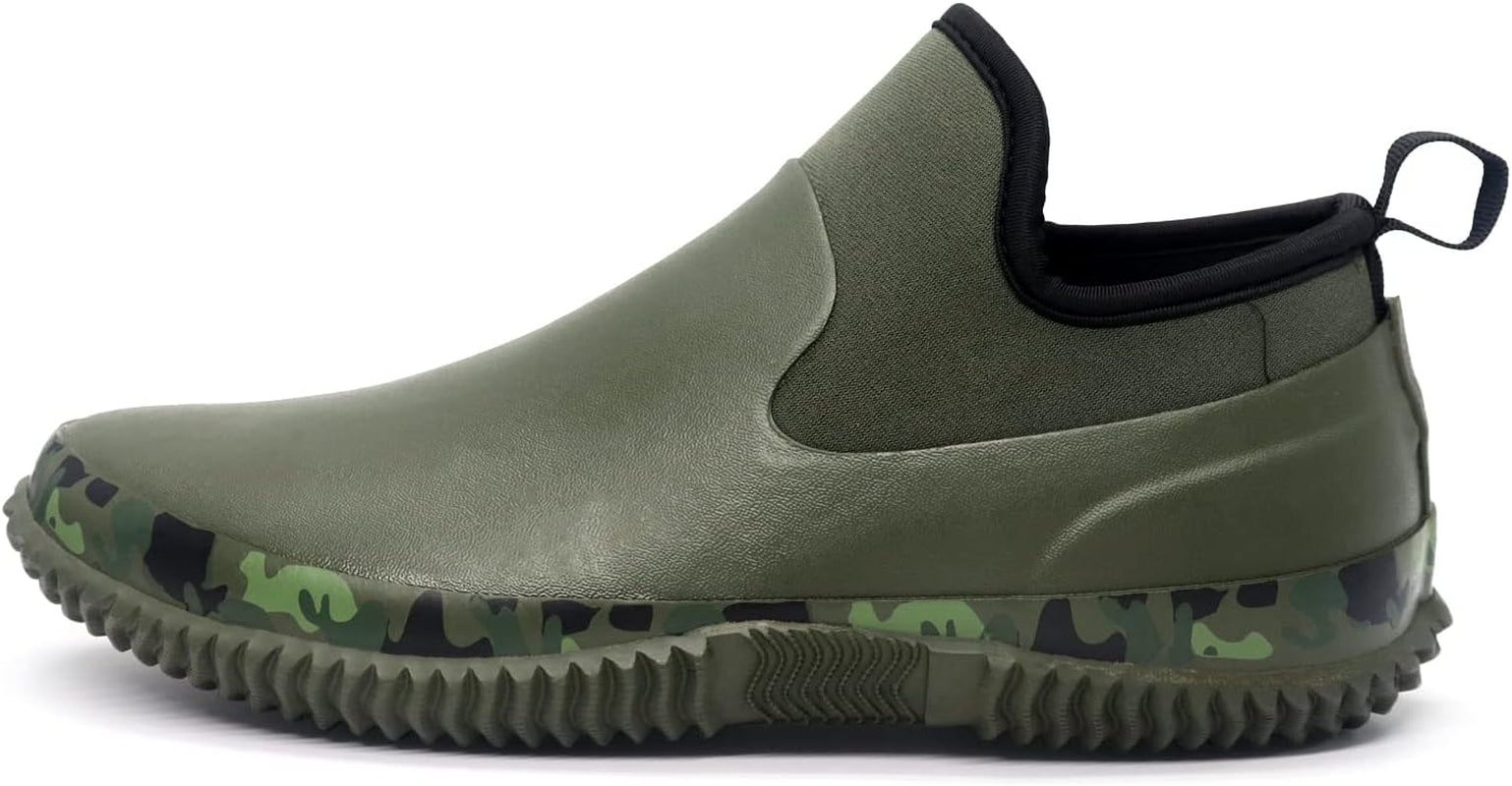 Unisex Waterproof Garden Shoes Ankle Rain Boots Mud Muck Rubber Slip-On Footwear with Comfort Insole for Women Men