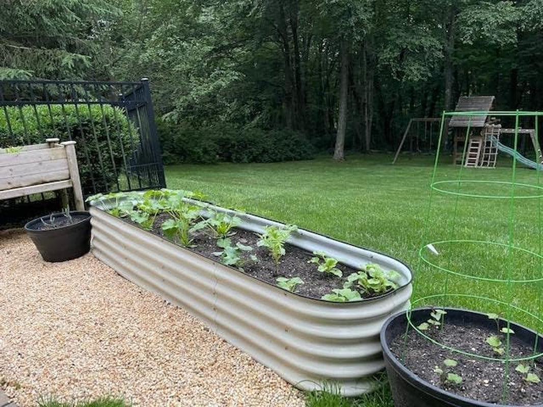 8Ft X 2Ft X 1.4Ft Raised Garden Bed Kit, Large Zinc-Aluminum-Magnesium Stainless Steel Metal Planter Box, for Planting Outdoor Plants Vegetables, White