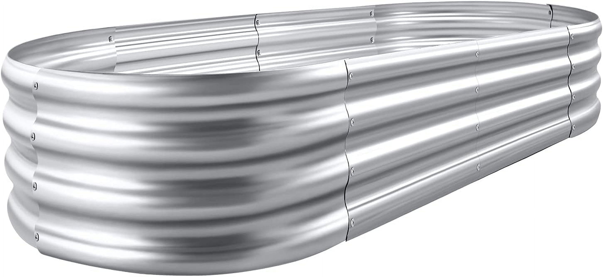 4Ftx2Ftx1Ft Galvanized Metal Raised Garden Bed,Oval Planter Box Outdoor for Vegetables, Fruits and Flowers- Starlight Silver