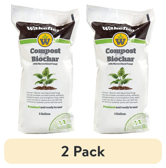 (2 Pack)  Compost + Biochar with Mycorrhizal Fungi Organic Soil Conditioner - All Soil Types - 1 Gal