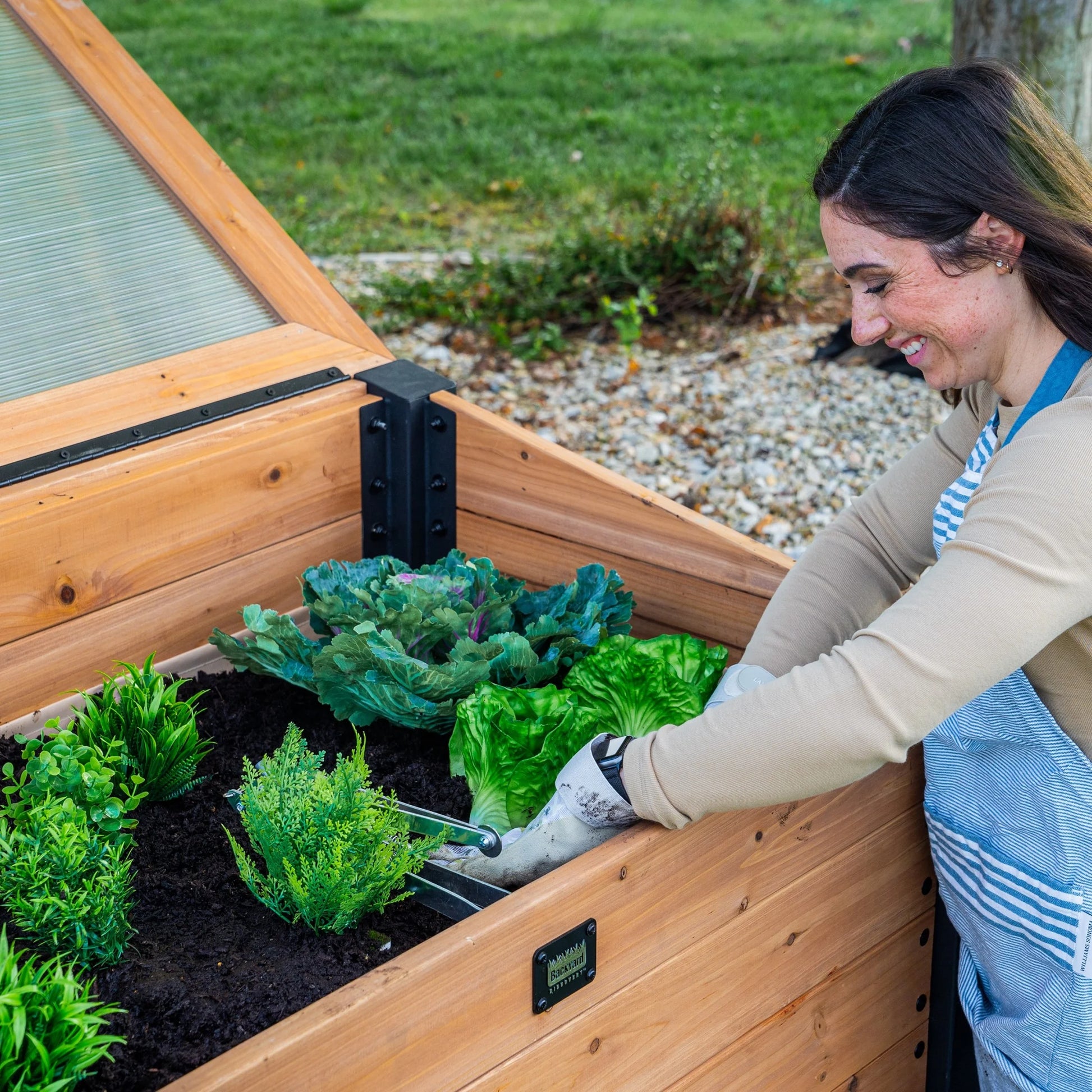 Aggie 4X2' Cedar Wood Cold Frame Mini Greenhouse, Polycarbonate Lid