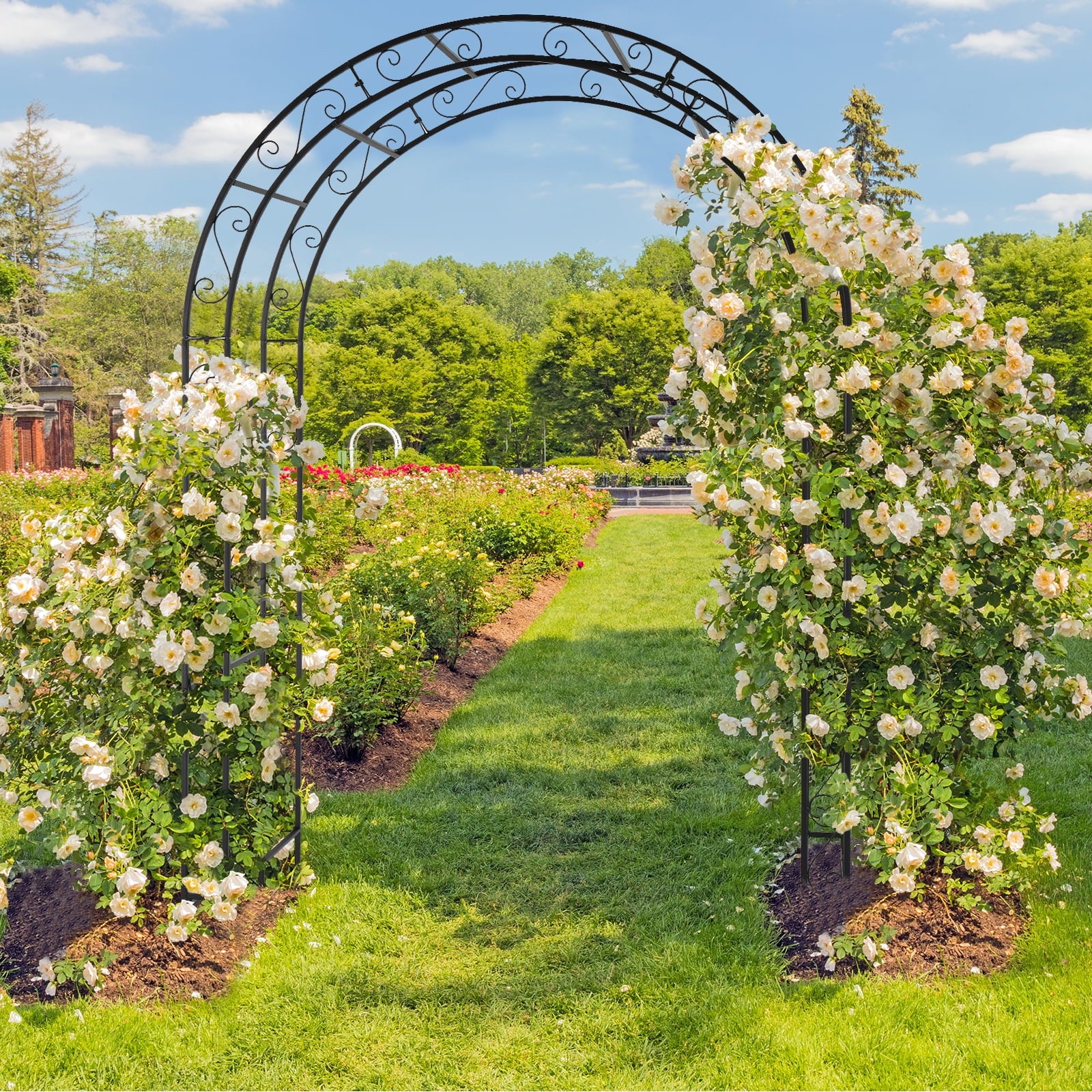 Metal Garden Arch 7Ft Garden Trellis Arch Arbor for Climbing Plant Outdoor Wedding