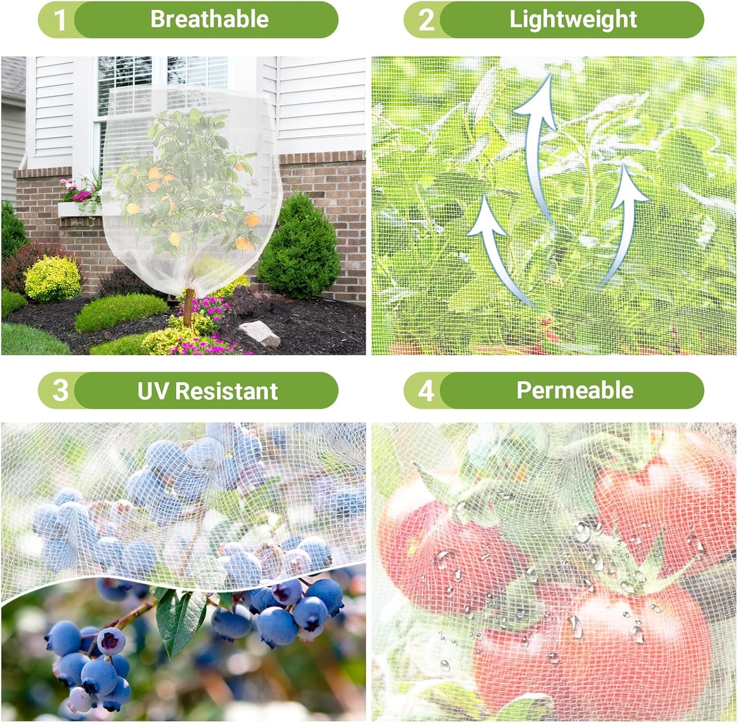 Garden Bug Netting Bags,  20PCS 29 X 21 Inch Insect Bird Barrier Netting Mesh with Drawstring, Fruit Protection Wraps Plant Covers to Protect Bananas, Watermelon, Spaghetti Squash