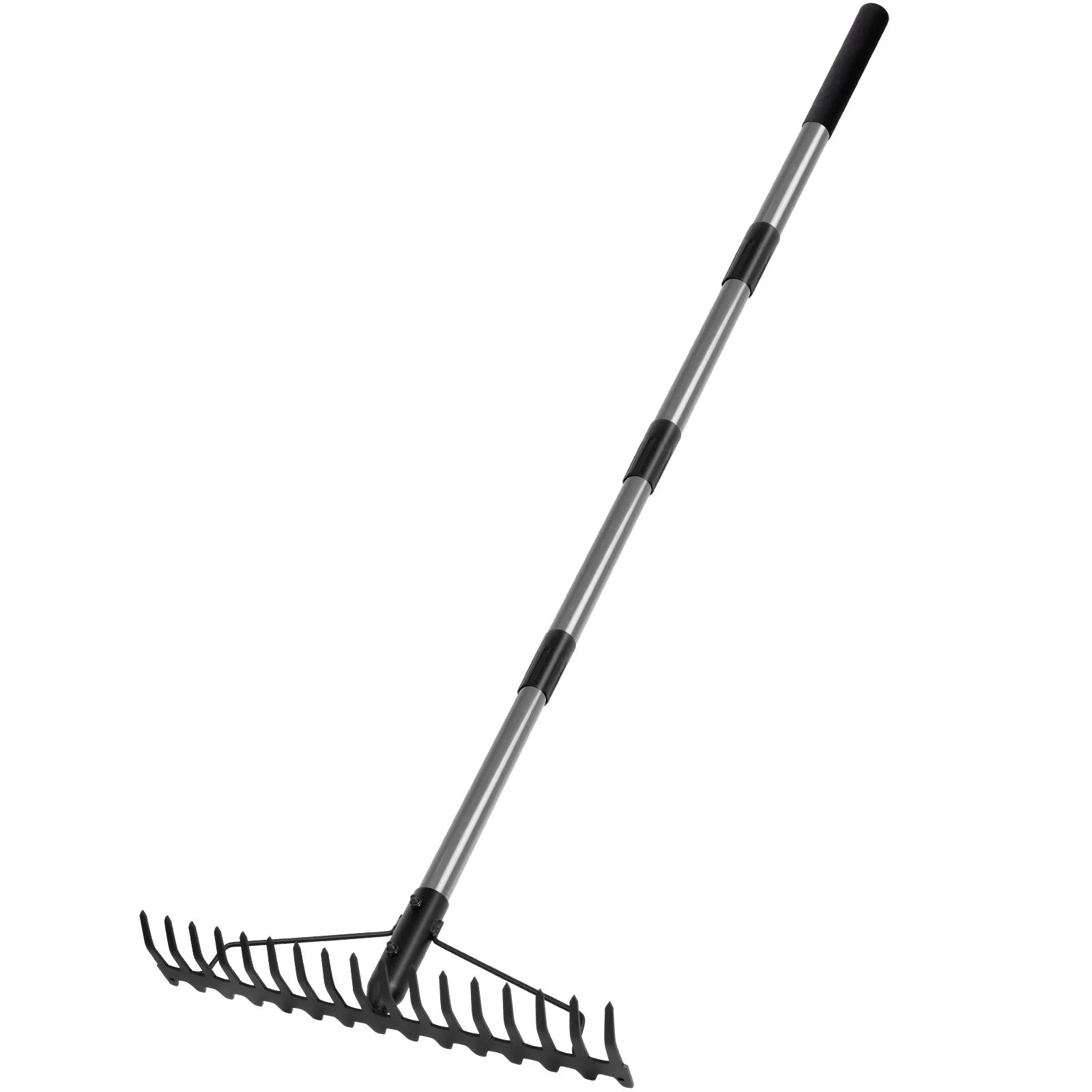 5FT Bow Rake, 17 Steel Tines Metal Head Heavy Duty Garden Rake
