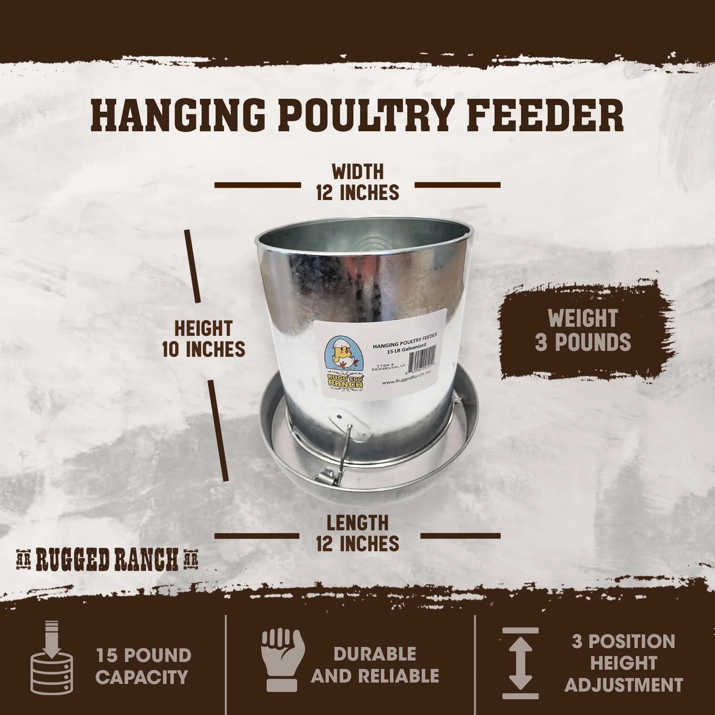 Products Ruggegg 15 Pound Hanging Galvanized Poultry Feeder