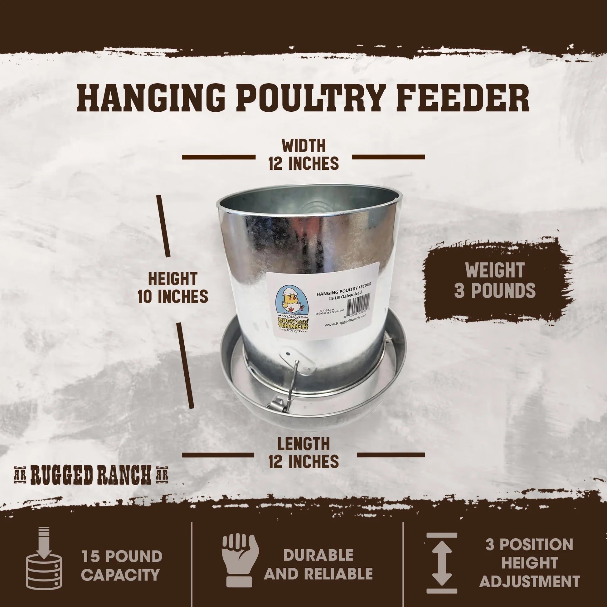 Products Ruggegg 15 Pound Hanging Galvanized Poultry Feeder