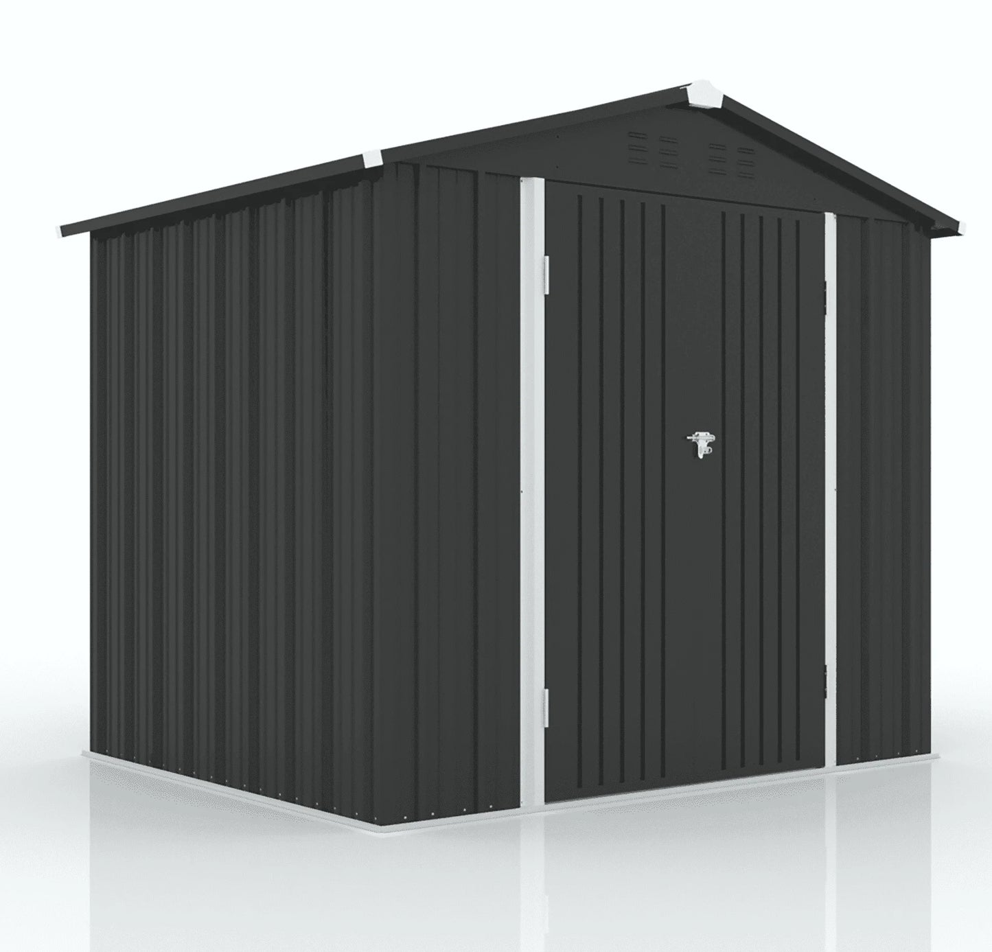 8' X 6' Outdoor Metal Storage Shed, Tools Storage Shed, Galvanized Steel Garden Shed with Lockable Doors, Outdoor Storage Shed for Backyard, Patio, Lawn, Dark Gray