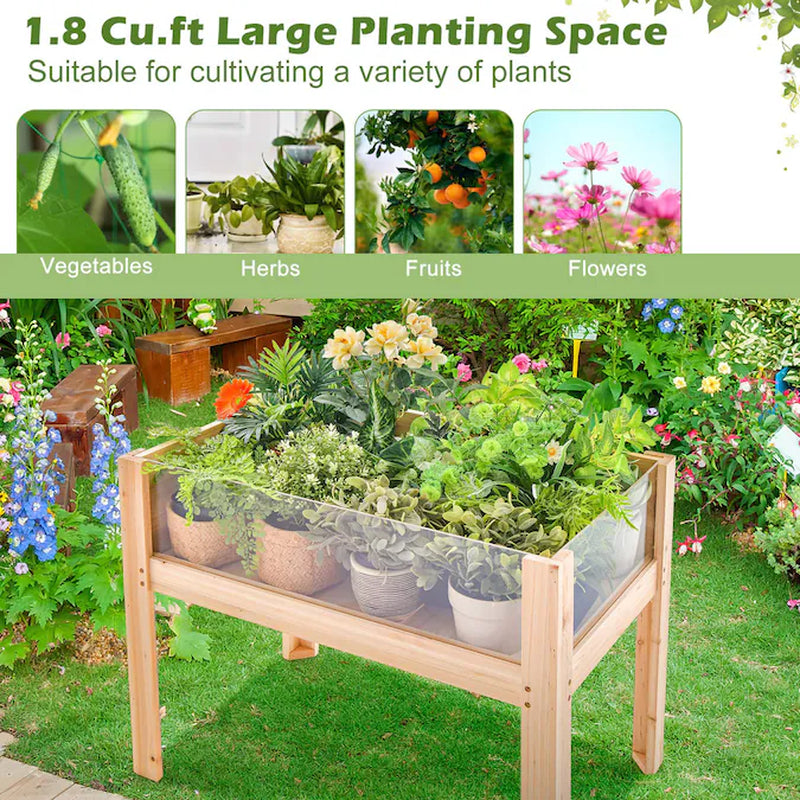 18-In W X 30-In L X 24-In H Natural Wood Raised Planter Box
