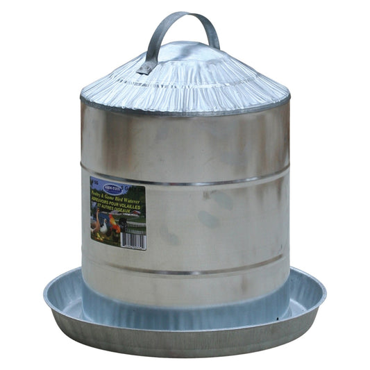FARM-TUFF Double Wall Cone Top Galvanized Poultry Fountain, 5 Gallon Capacity