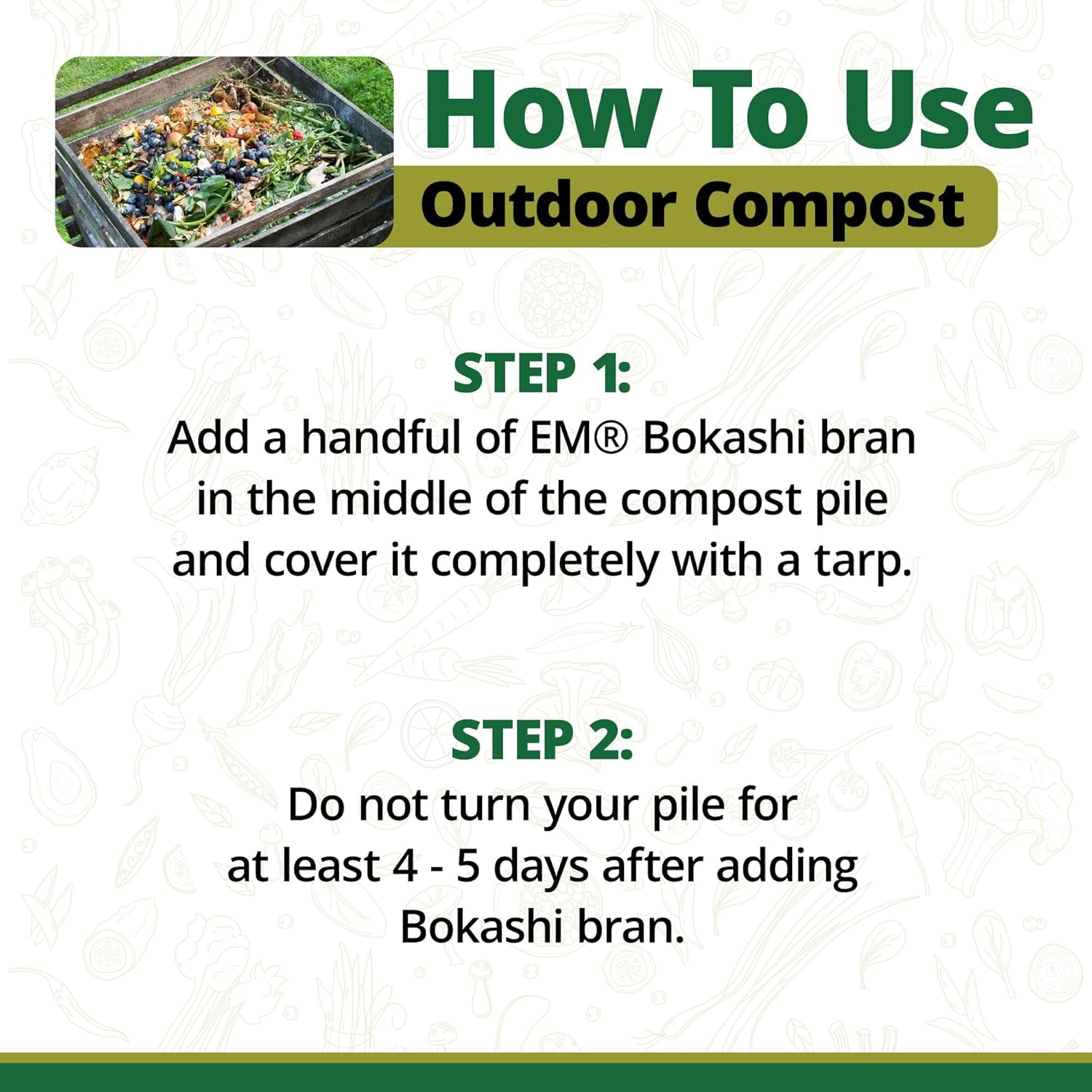 EM Premium Bokashi Bran, Compost Accelerator, Rice Bran Mix, Odor Eliminator, Formulated by Dr. Higa (Bokashi Inventor), Bokashi Compost Starter for Kitchen Compost Bin & Soil (2 Lb)