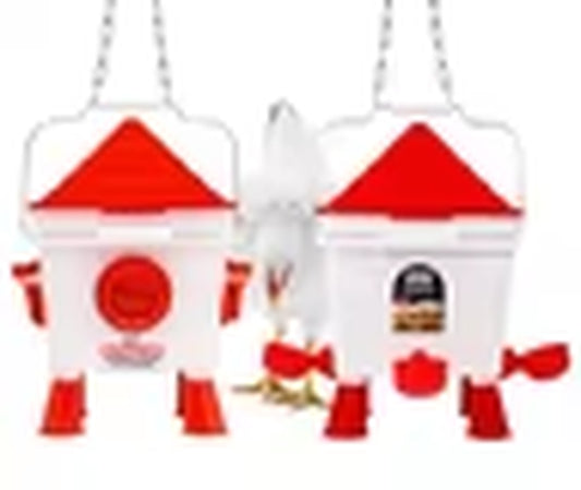 Automatic Chicken Feeder and Waterer Set , No Waste Poultry Feeding Equipment Kit , Chicken Coop Accessories