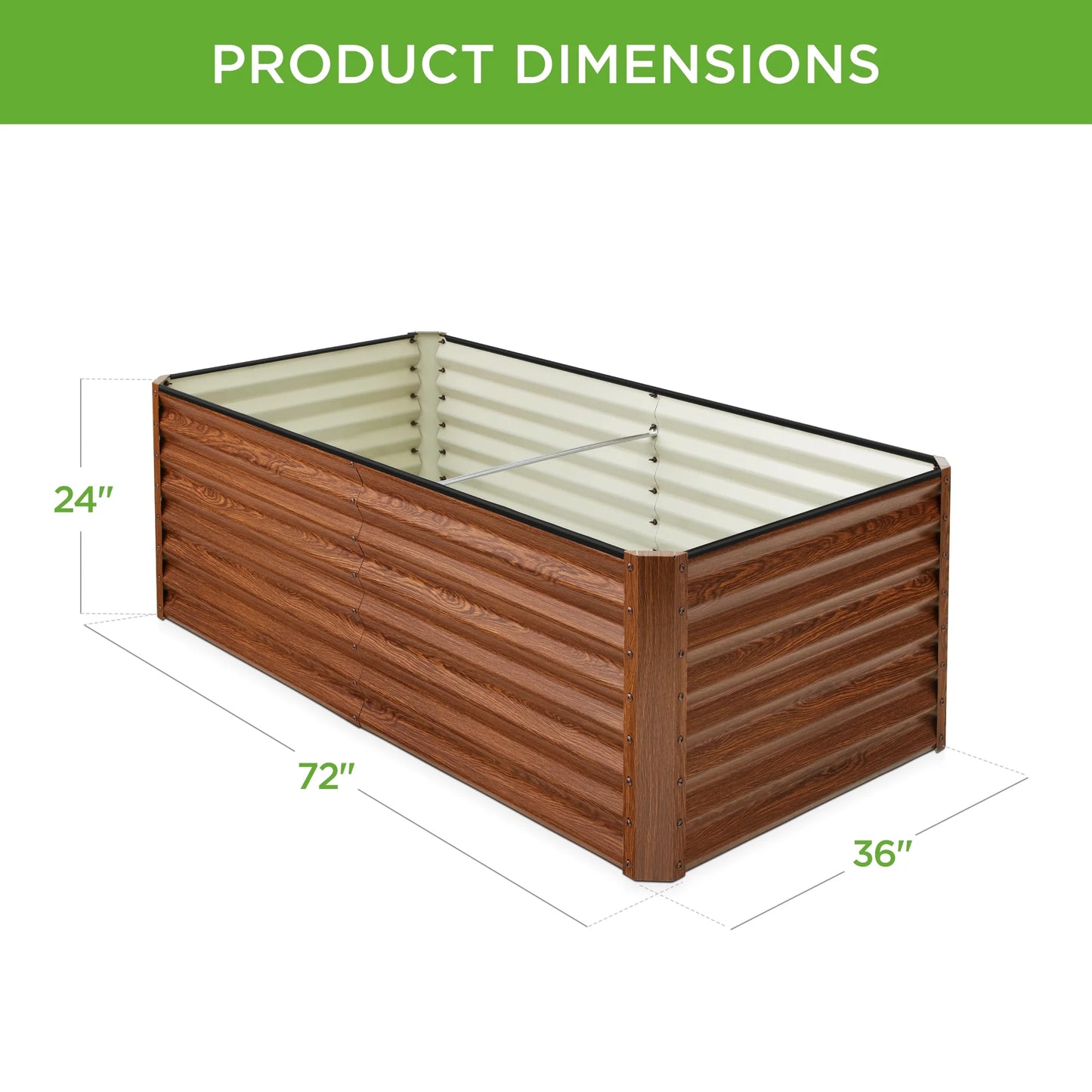 6X3X2Ft Outdoor Metal Raised Garden Bed, Planter Box for Vegetables, Flowers, Herbs - Wood Grain
