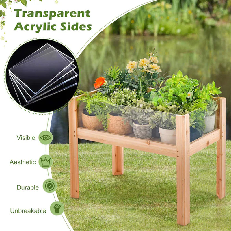 18-In W X 30-In L X 24-In H Natural Wood Raised Planter Box