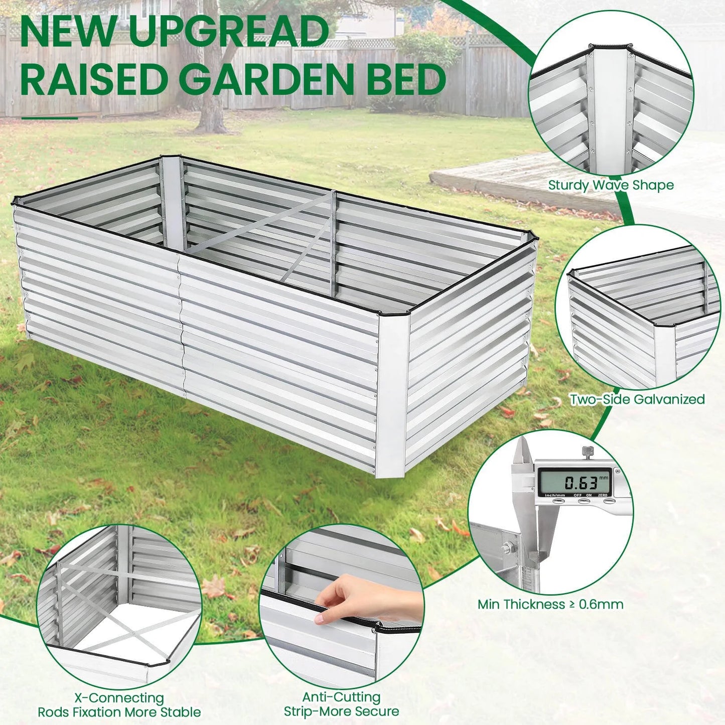 8X4X2Ft Galvanized Raised Garden Beds Large Metal Garden Beds Galvanized Steel Planter Boxes Outdoor for Vegetables Flowers Herbs