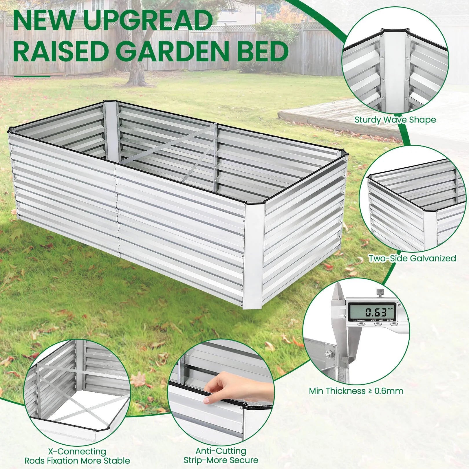 8X4X2Ft Galvanized Raised Garden Beds Large Metal Garden Beds Galvanized Steel Planter Boxes Outdoor for Vegetables Flowers Herbs