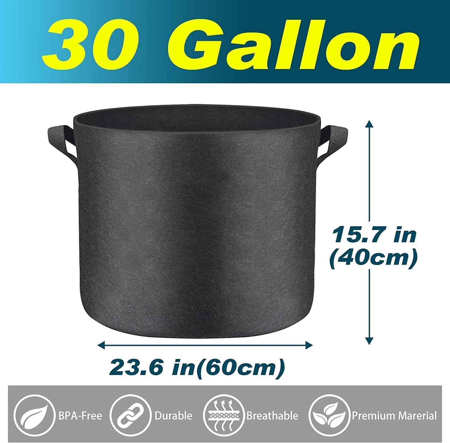 6-Pack 30-Gallon Plant Growing Pot Bags with Handles, Outdoor/Indoor Garden Fabric Grow Bags, Heavy Duty 300G Thickened Aeration Nonwoven Cloth