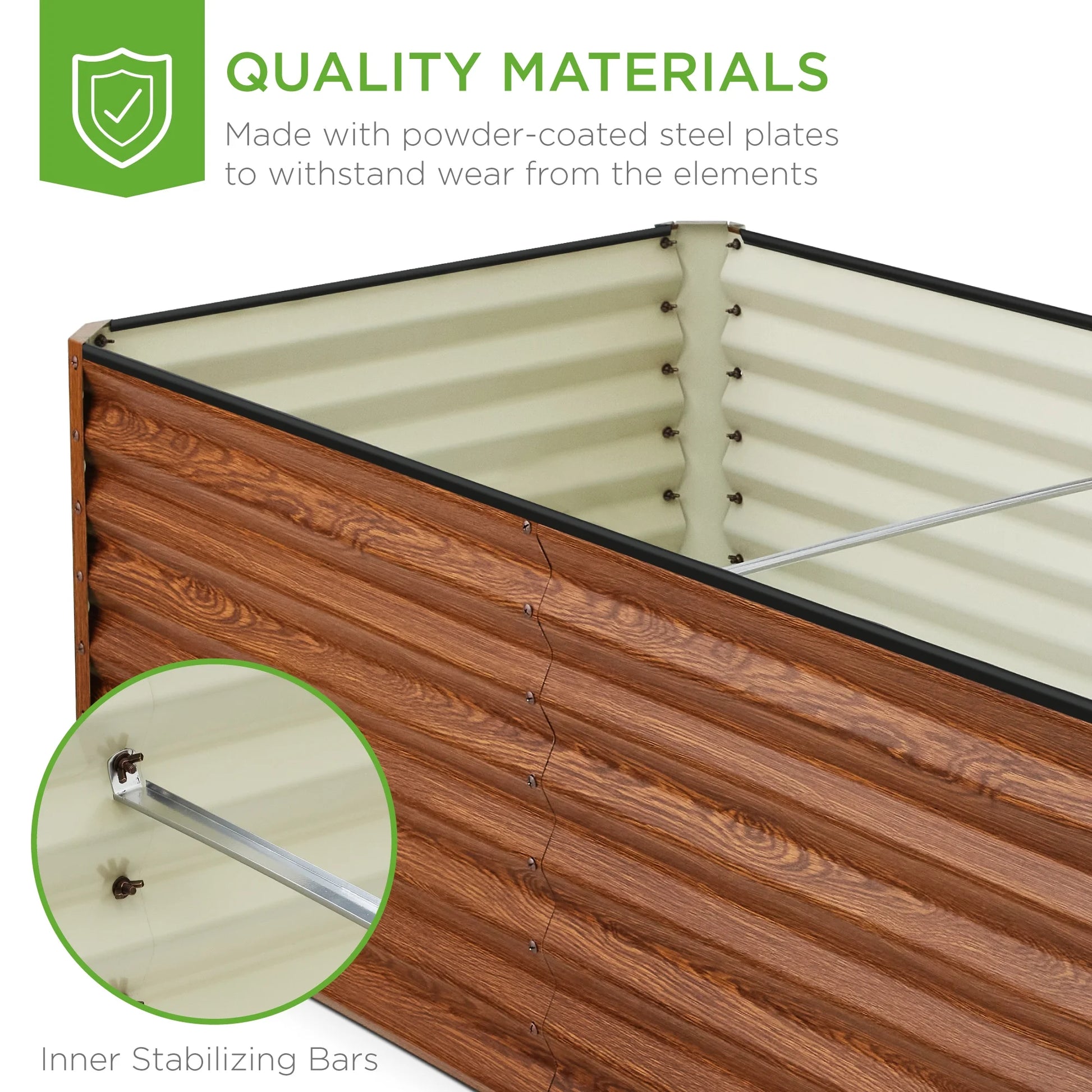 6X3X2Ft Outdoor Metal Raised Garden Bed, Planter Box for Vegetables, Flowers, Herbs - Wood Grain