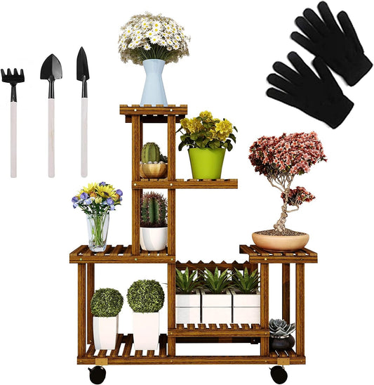 Wood Plant Stand ,Plant Stand Indoor , Outdoor 5 Tiered Large Plant Stand, Plant Shelf in Corner Living Room Balcony Terrace Wooden Plant Stand(12 Flowerpots)