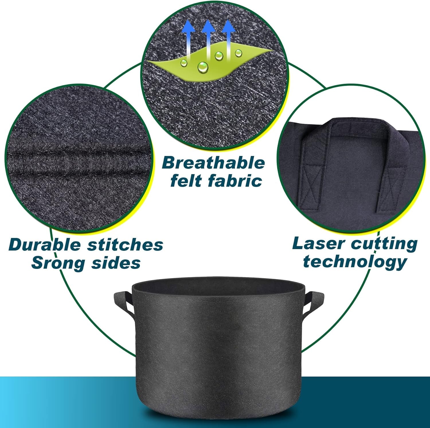 6-Pack 30-Gallon Plant Growing Pot Bags with Handles, Outdoor/Indoor Garden Fabric Grow Bags, Heavy Duty 300G Thickened Aeration Nonwoven Cloth