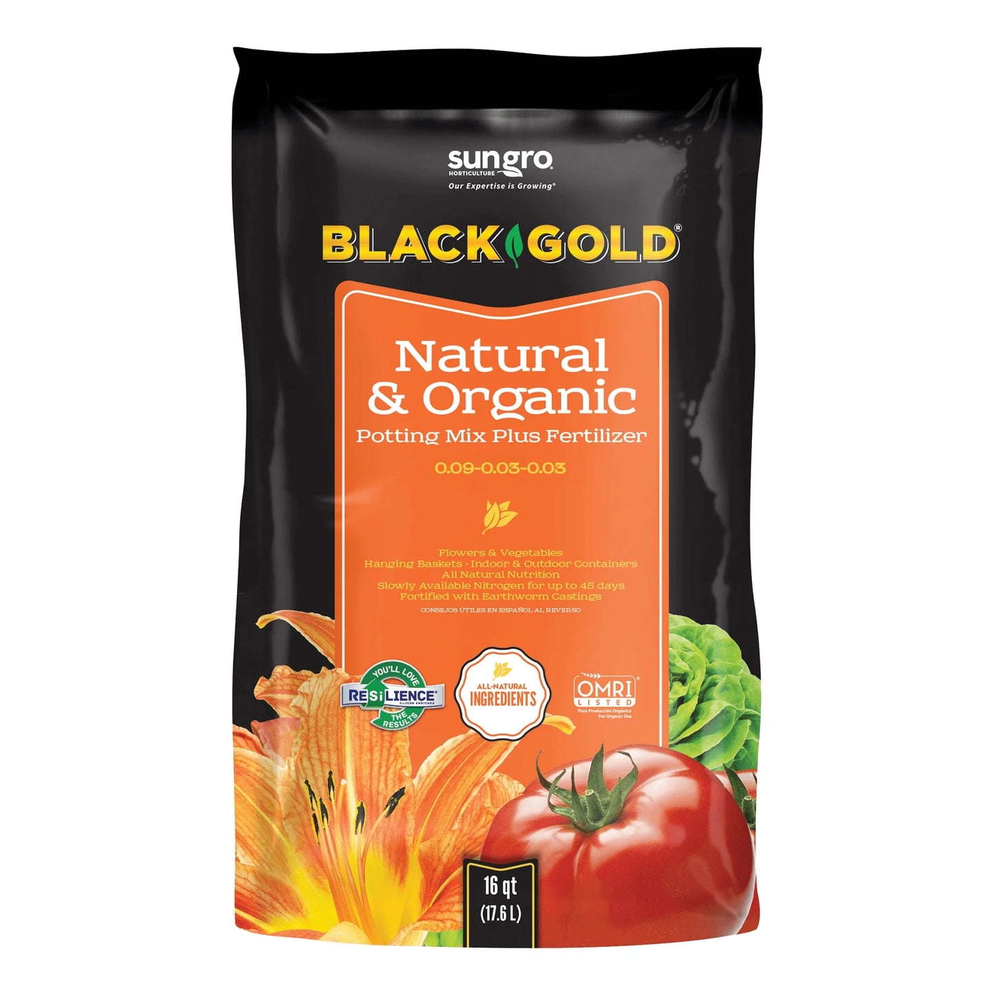 1302040 16-Quart All Organic Potting Soil Fhlkfoo, 16 Quart Bag, 3 Bags