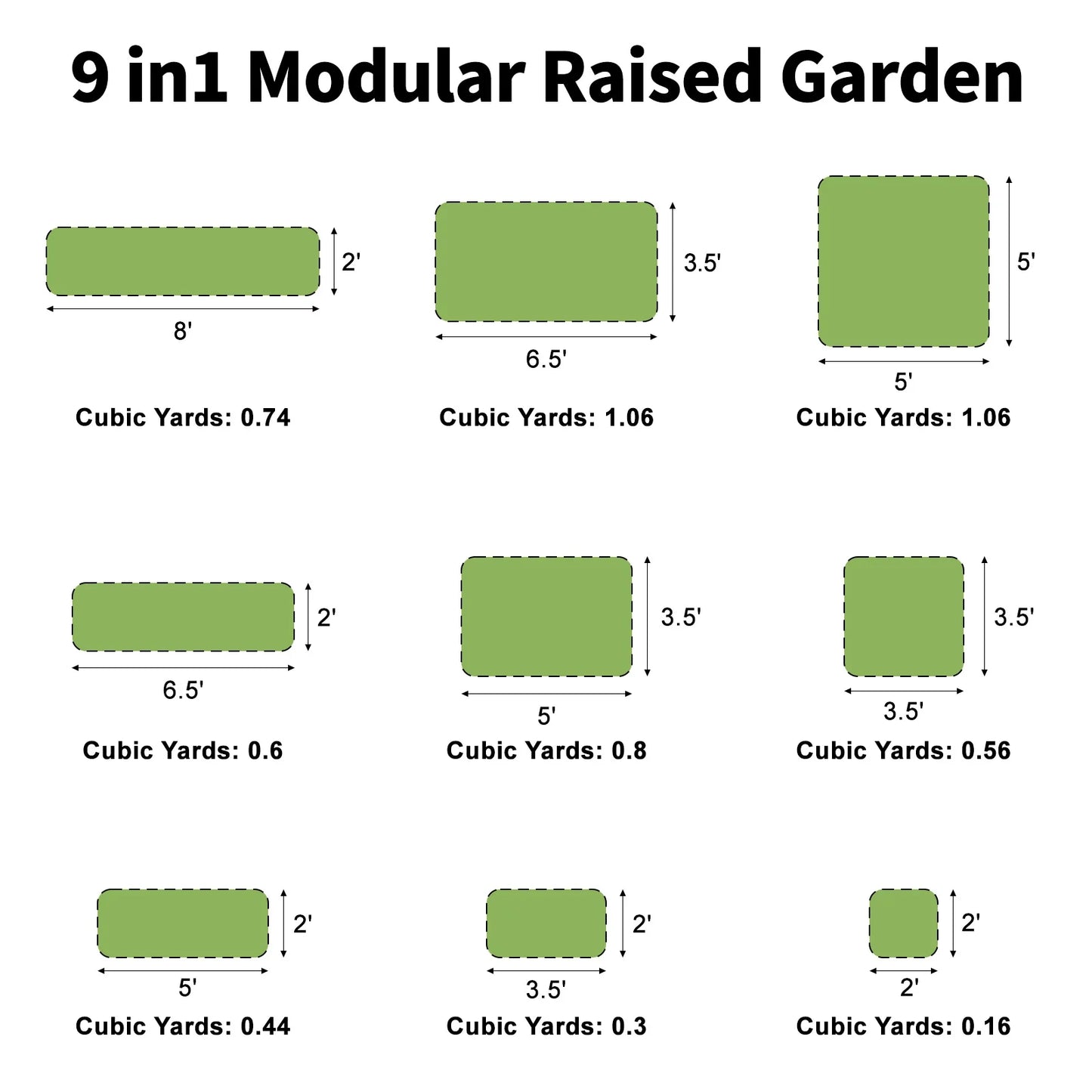 17" Tall Raised Garden Bed 9 in 1 Garden Raised 8Ftx2Ft Garden Bed Kits for Vegetables Flowers Ground Planter Box- Modern Gray